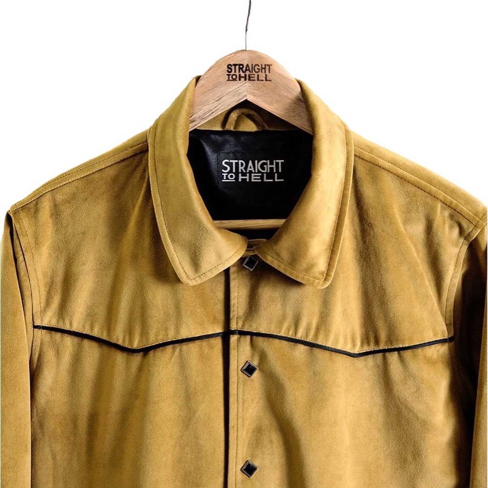 Straight to Hell Western jacket 
Gold velvety vintage vibes.